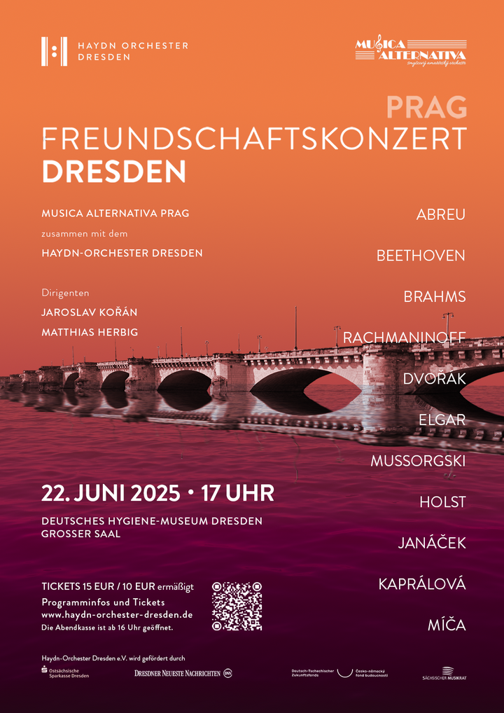 Plakat: Freundschaftkonzert Prag – Dresden am 22. Juni 2025 17 Uhr